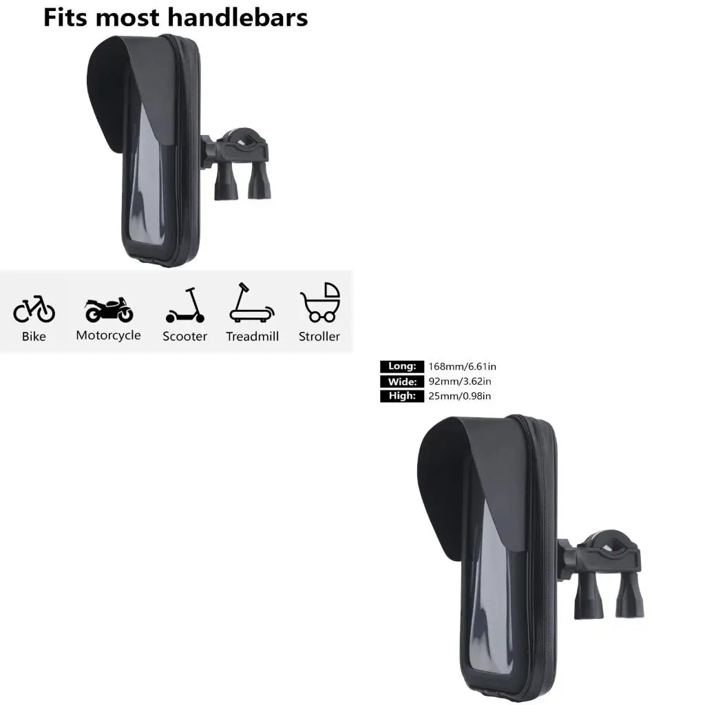Handlebar Phone Holder Motorbike Phone Bag with Sunvisor 360 Degree Rotating Mount Holder for Phone Up to 6.5inch
Handlebar Phone Holder Motorbike Phone Bag with Sunvisor 360 Degree Rotating Mount Holder for Phone Up to 6.5inch