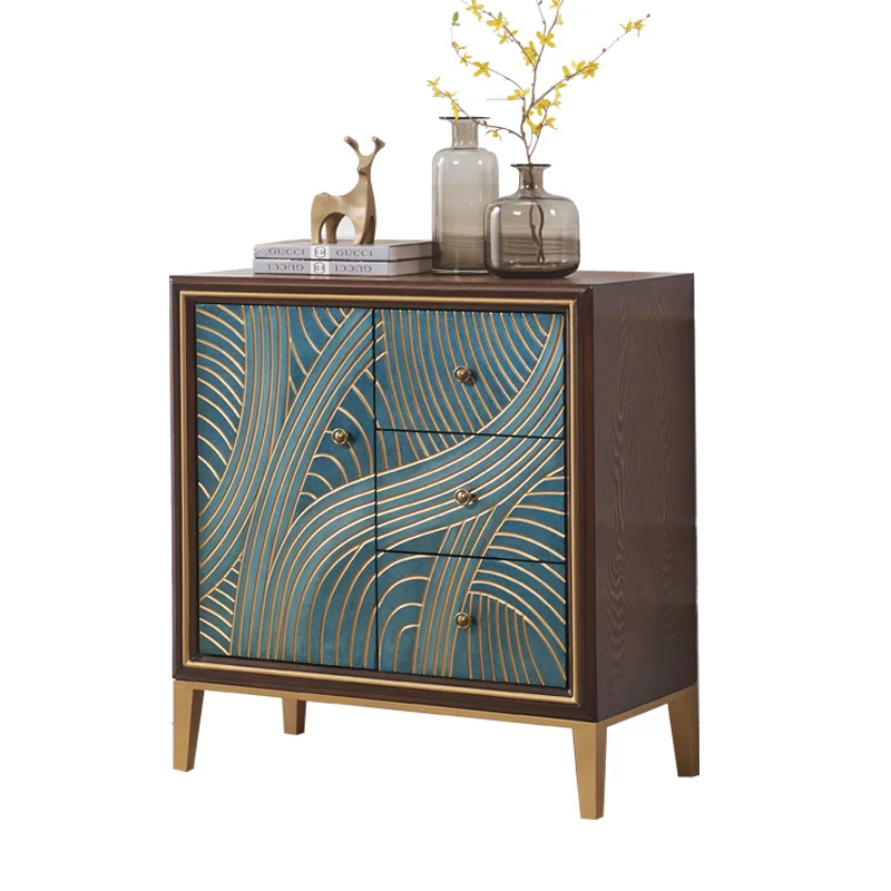 Country Entrance Cabinet Three-bucket Cabinet Walnut Solid Wood Drawer Cabinet Blue Line Decoration
Country Entrance Cabinet Three-bucket Cabinet Walnut Solid Wood Drawer Cabinet Blue Line Decoration
