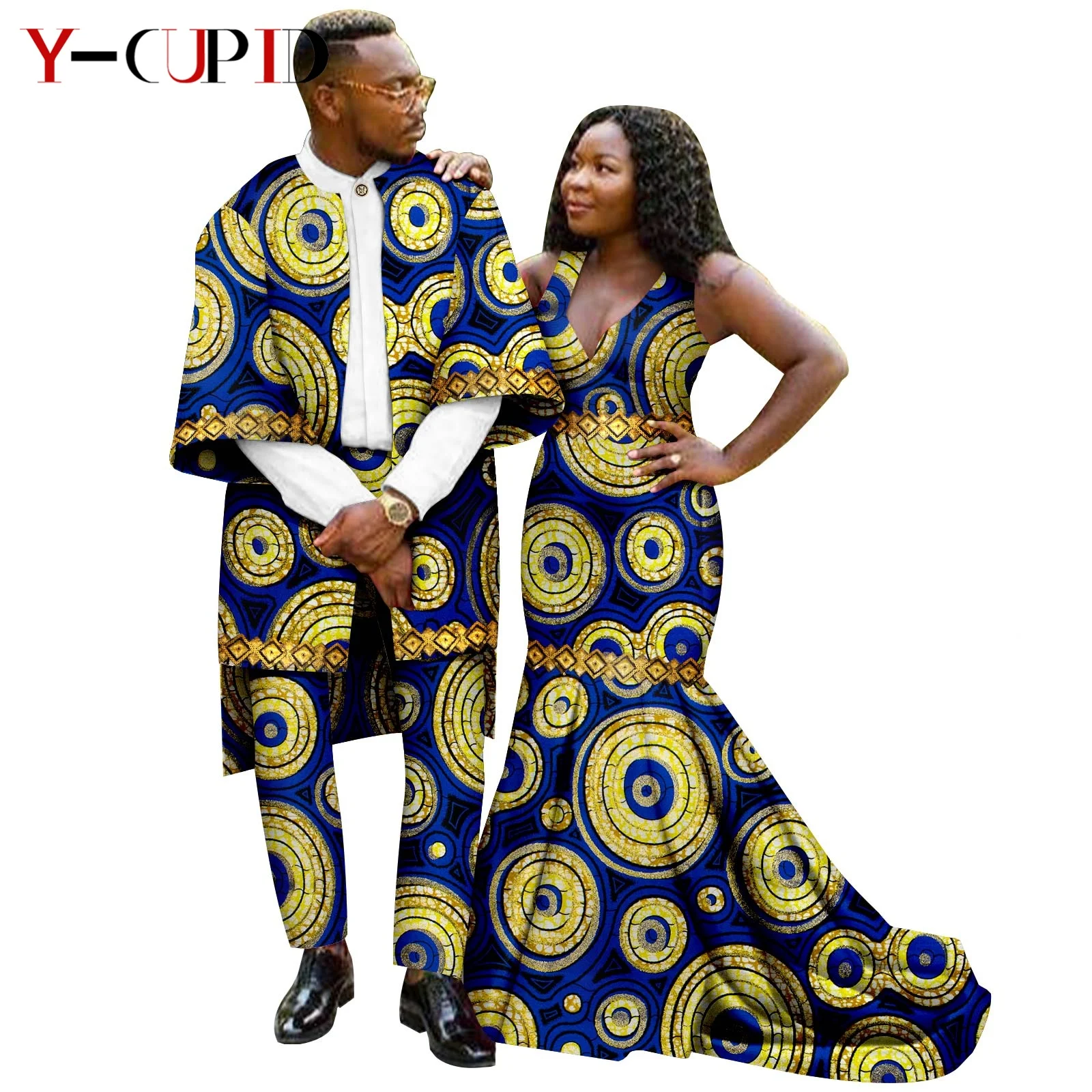 African Print Mermaid Dresses for Women Matching Couple Outfits Dashiki Men Clothes 3 Pieces Shirt Jacket and Pant Sets 24C067
African Print Mermaid Dresses for Women Matching Couple Outfits Dashiki Men Clothes 3 Pieces Shirt Jacket and Pant Sets 24C067