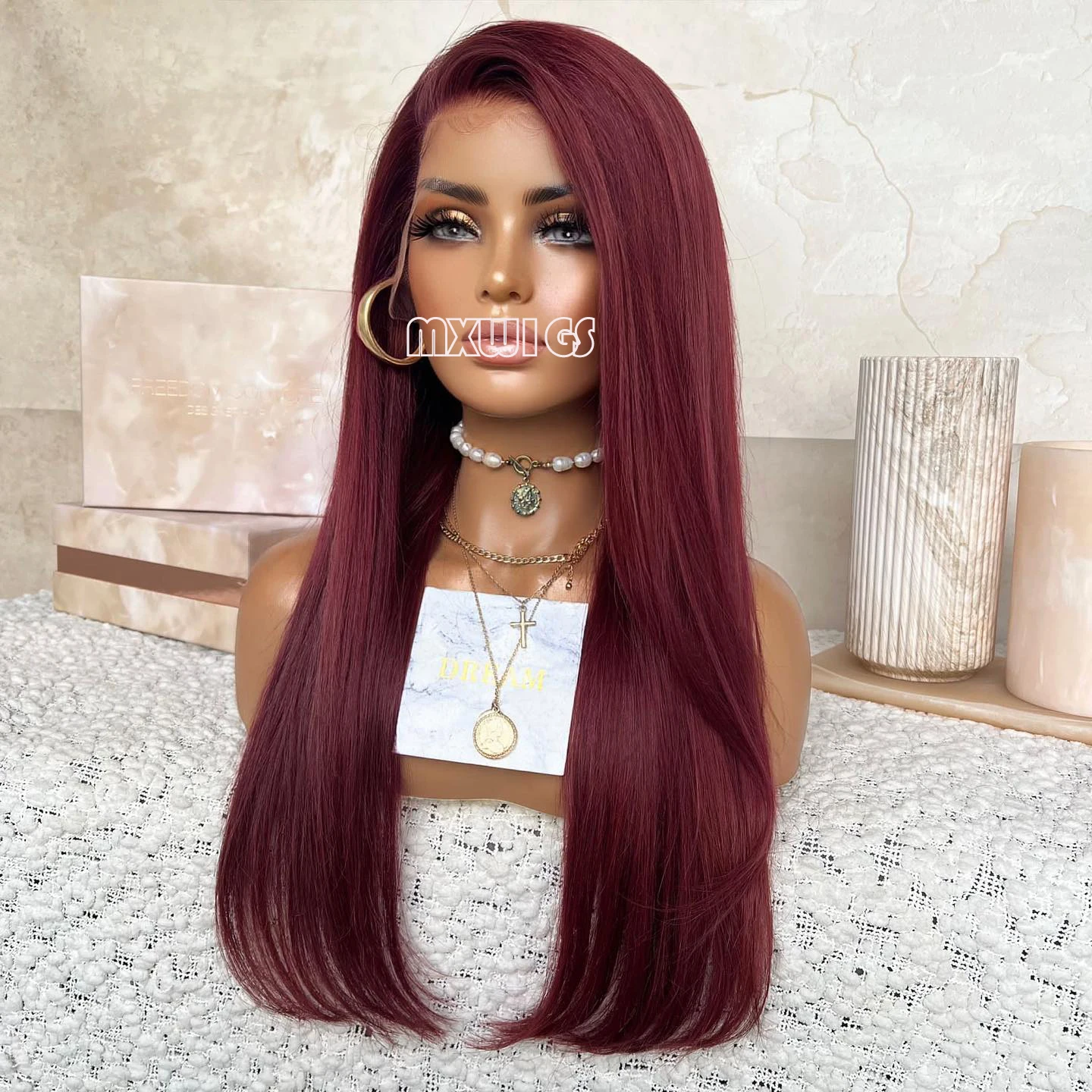 MXWIGS Long Straight Burgundy Synthetic Lace Front Wig 13x4 for Women Soft Cosplay Preplucked Heat Resistant Glueless
MXWIGS Long Straight Burgundy Synthetic Lace Front Wig 13x4 for Women Soft Cosplay Preplucked Heat Resistant Glueless