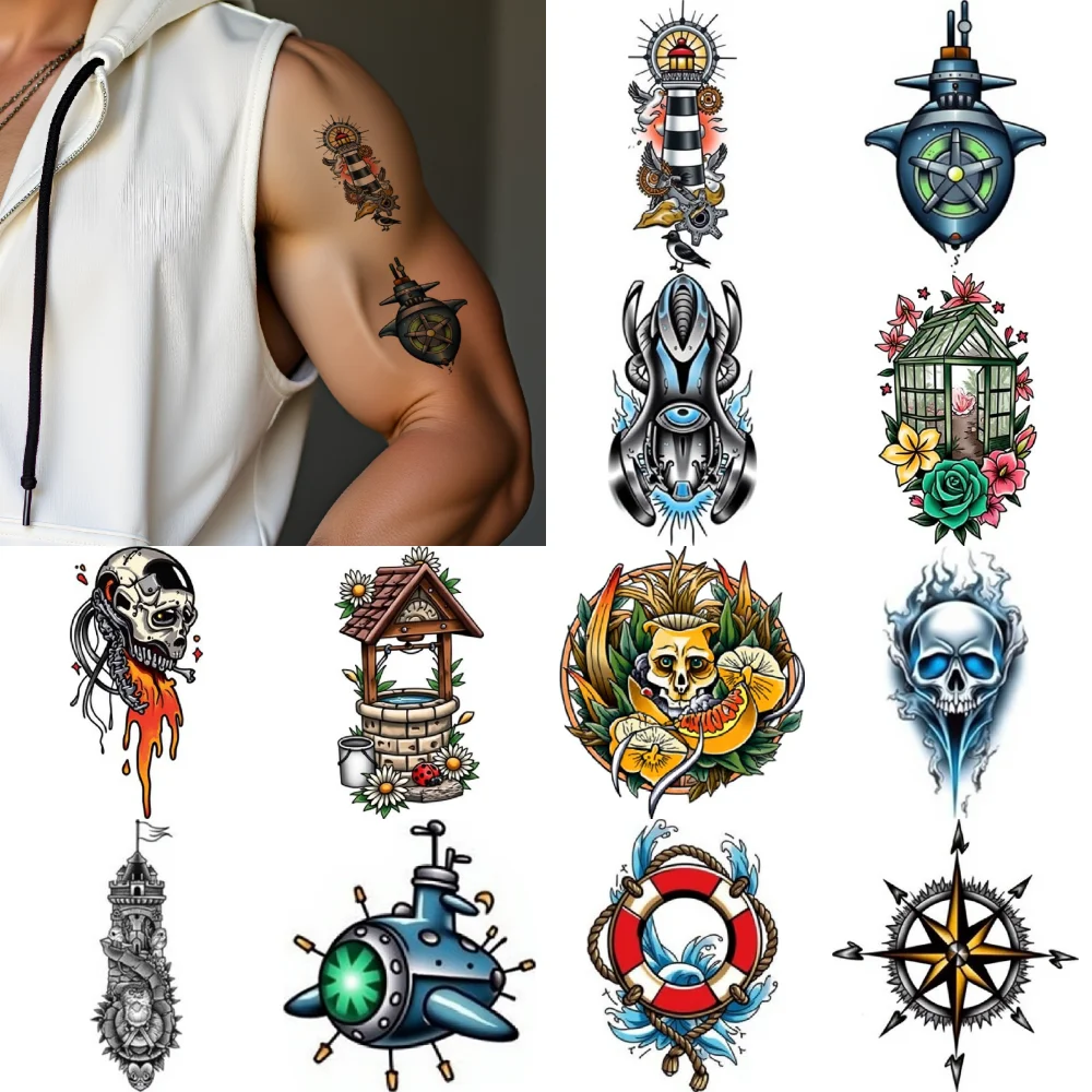 28pcs Temporary Tattoo Temporary Tattoo Stickers Lifebuoy Sunflower Bottle Compass For Men Shoulders Women
28pcs Temporary Tattoo Temporary Tattoo Stickers Lifebuoy Sunflower Bottle Compass For Men Shoulders Women