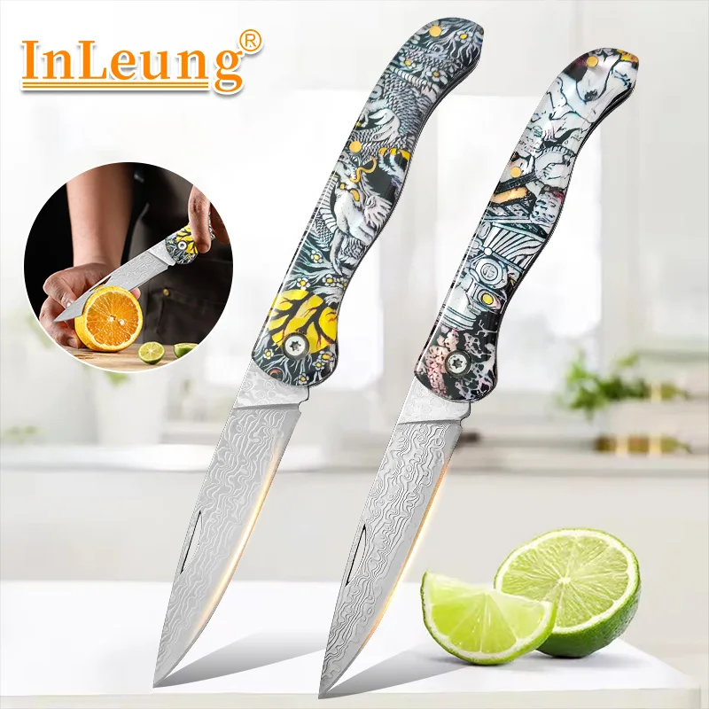 Damascus Knives Boning Knife Damascus Steel Blade Resin Handle Folding Knife Meat Slicing Fruit Vegetables Chef's Kitchen Knives
Damascus Knives Boning Knife Damascus Steel Blade Resin Handle Folding Knife Meat Slicing Fruit Vegetables Chef's Kitchen Knives