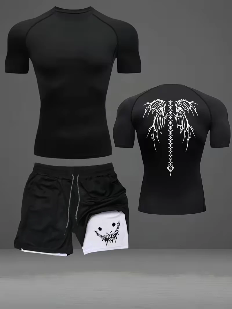New men's slim fit suit quick drying round neck quick drying sports T-shirt+double-layer pants gym running hiking football sport
New men's slim fit suit quick drying round neck quick drying sports T-shirt+double-layer pants gym running hiking football sport