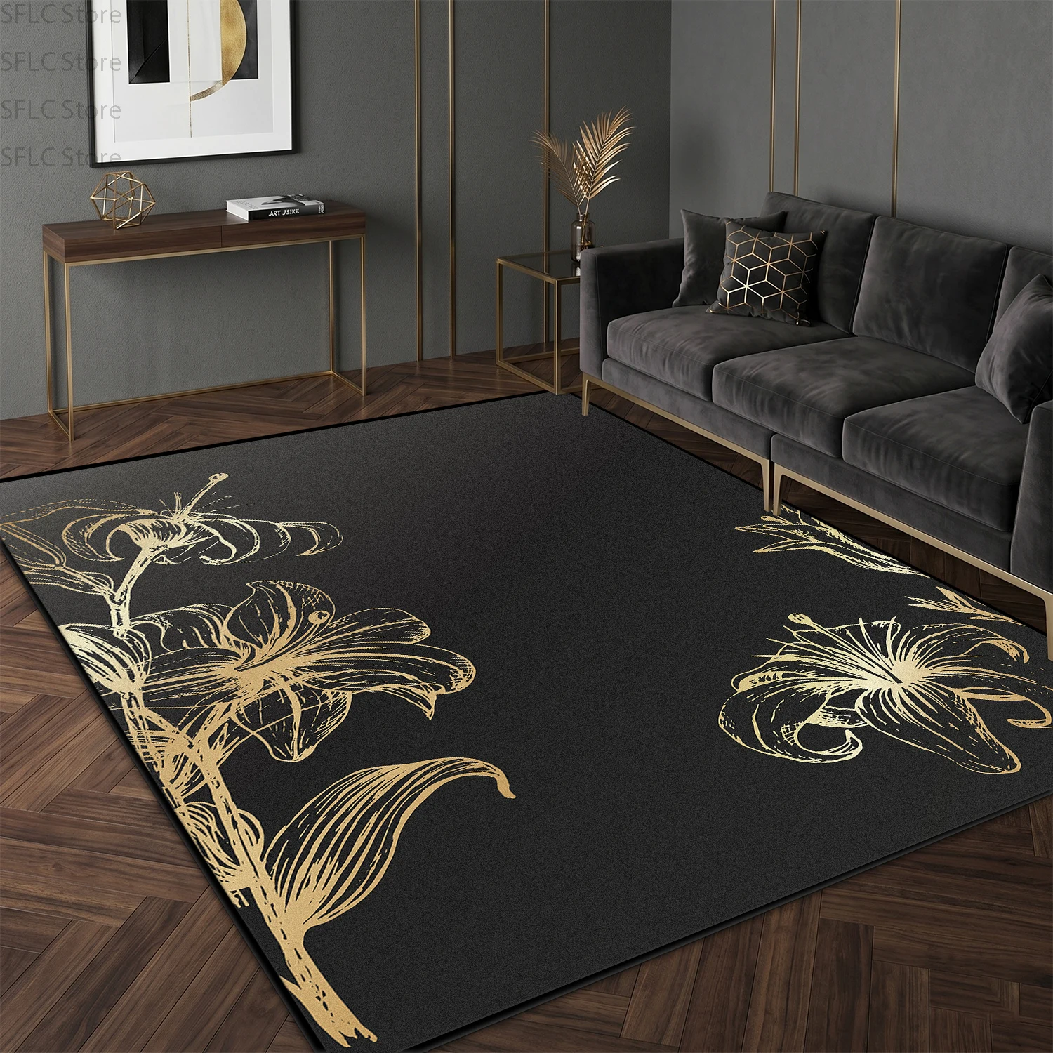 Black Gold Light Luxury Plant Style Living Room Rug Decoration Bedroom Bedside Easy Clean Carpet Non-slip Fluffy Large Floor Mat
Black Gold Light Luxury Plant Style Living Room Rug Decoration Bedroom Bedside Easy Clean Carpet Non-slip Fluffy Large Floor Mat