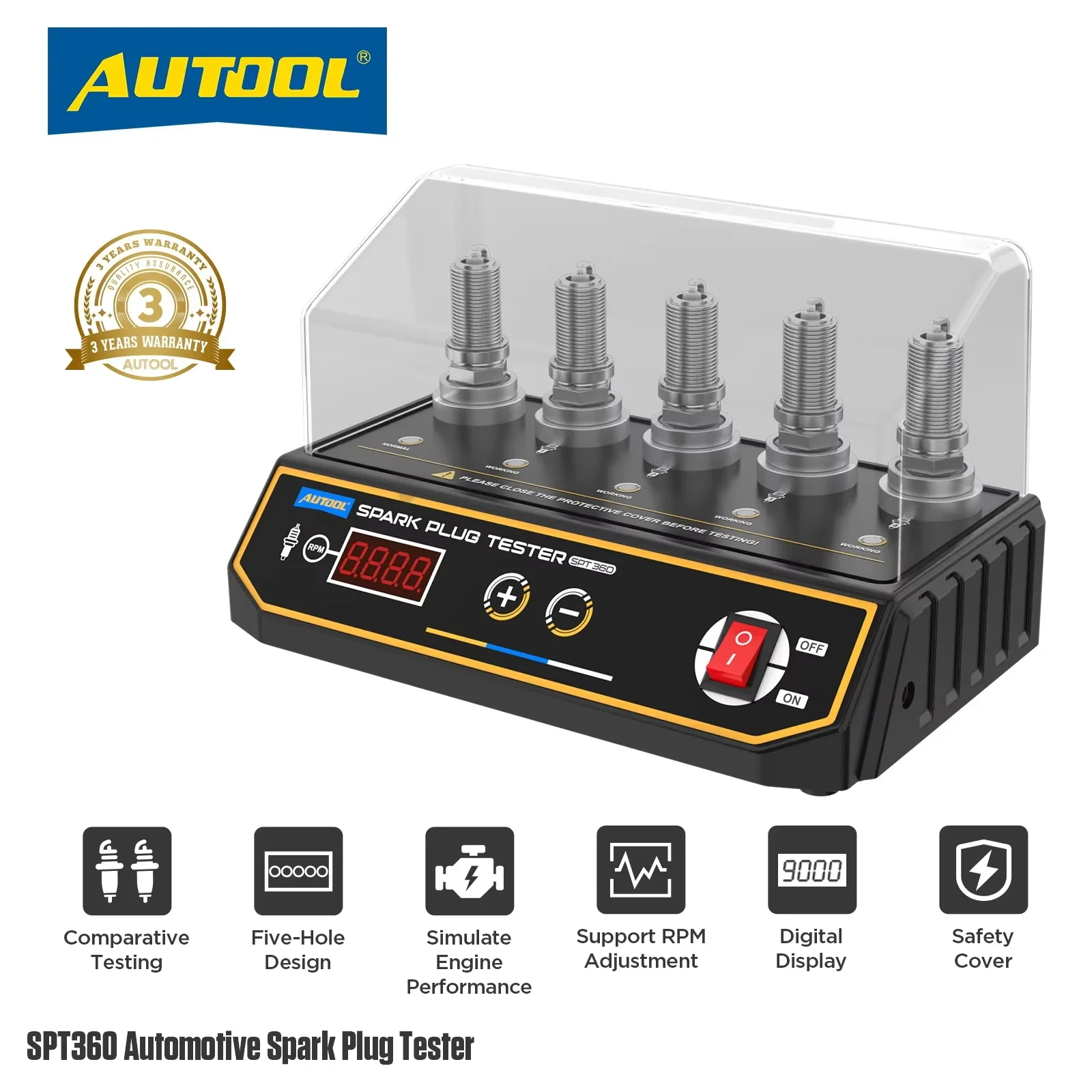 AUTOOL SPT360 5-Hole Spark Plug Ignition Tester UK Standard Diagnostic Tool 220V/110V Car Engine Analyzer for Gasoline Vehicles
AUTOOL SPT360 5-Hole Spark Plug Ignition Tester UK Standard Diagnostic Tool 220V/110V Car Engine Analyzer for Gasoline Vehicles