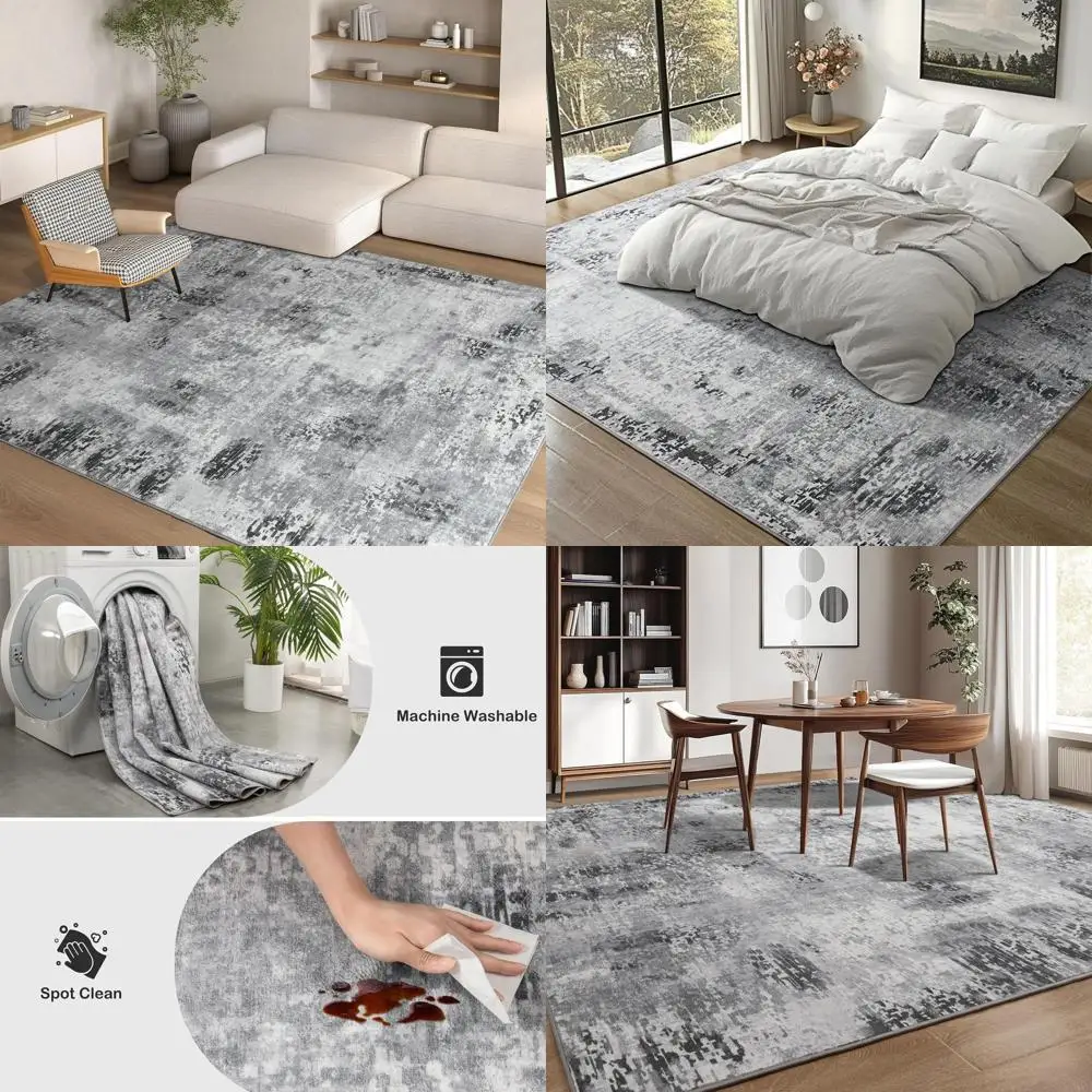 Ковер серый, 5x7 футов, моющийся, большой, нескользящий, для гостиной, спальни, столовой и офиса
Ковер серый, 5x7 футов, моющийся, большой, нескользящий, для гостиной, спальни, столовой и офиса