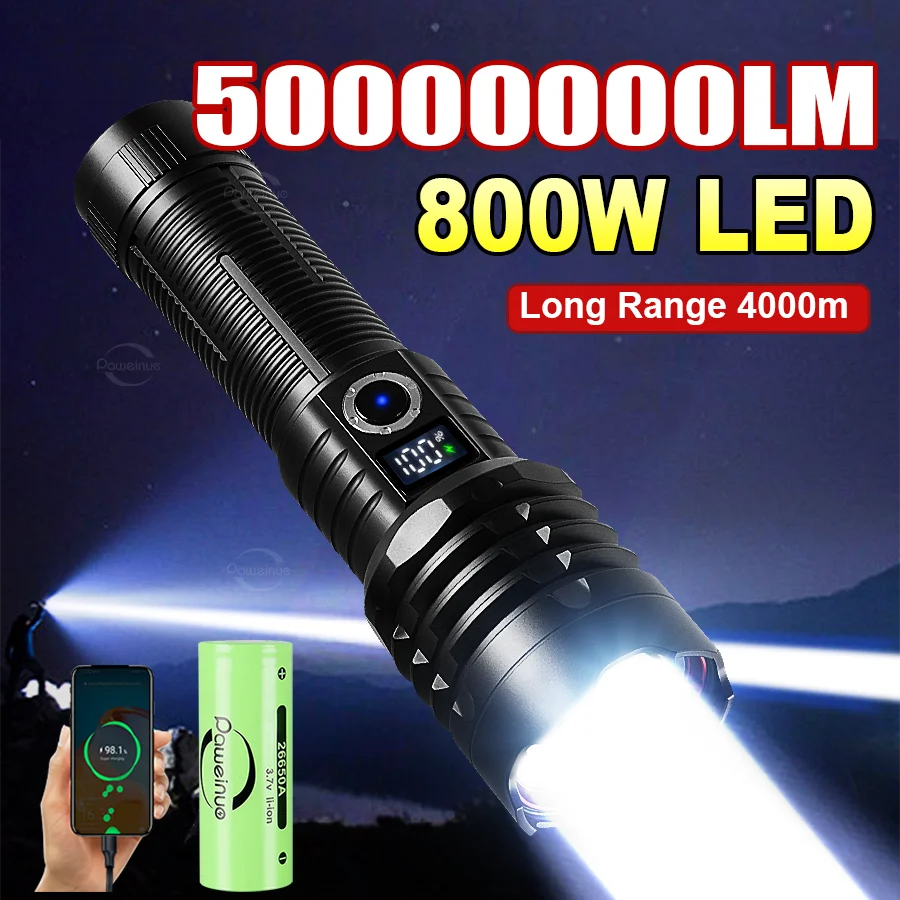 NEW Super High Power Flashlight 5000000LM Most Bright LED Flashlight Rechargeable Lamp Zoom Long Range 4km Fishing Hunting Torch
NEW Super High Power Flashlight 5000000LM Most Bright LED Flashlight Rechargeable Lamp Zoom Long Range 4km Fishing Hunting Torch