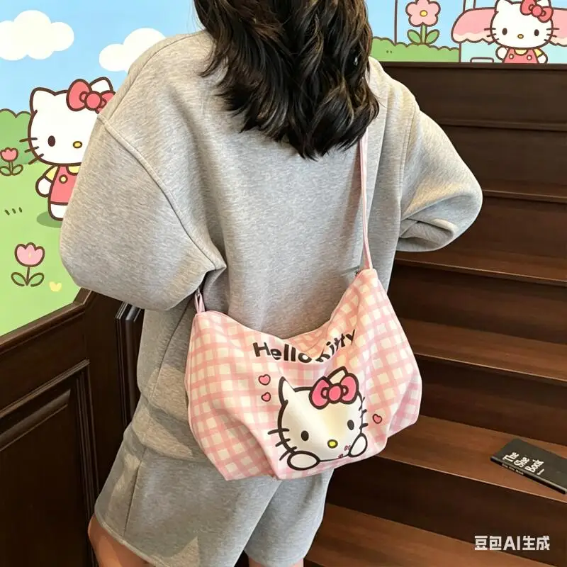 Anime Hello Kittys Crossbody Bag Fresh Lattice Large Capacity Tote Bag New Summer Girl Kawaii Cartoon Bags for Woman
Anime Hello Kittys Crossbody Bag Fresh Lattice Large Capacity Tote Bag New Summer Girl Kawaii Cartoon Bags for Woman