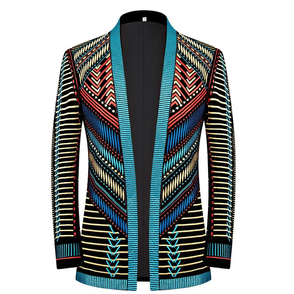 Роскошный мужской кардиган европейского размера для банкета, пиджак, бархатные полосатые пиджаки с вышивкой для свадебного ужина, певицы, шоу
Роскошный мужской кардиган европейского размера для банкета, пиджак, бархатные полосатые пиджаки с вышивкой для свадебного ужина, певицы, шоу