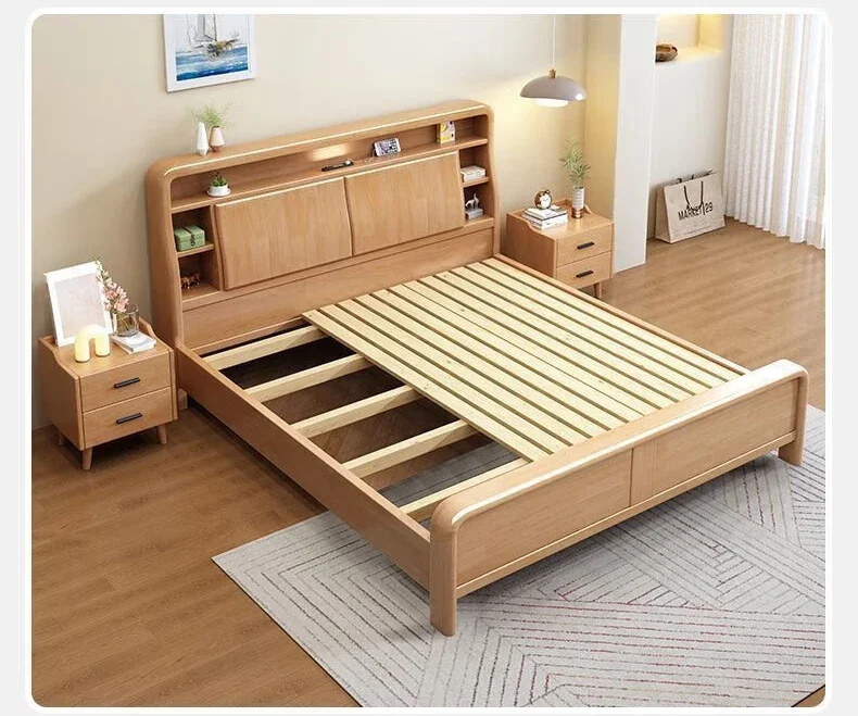A Nordic Simple Bedroom Furniture King Size Double Bed Modern Hotel Apartment Solid Wood Bed With Storage
A Nordic Simple Bedroom Furniture King Size Double Bed Modern Hotel Apartment Solid Wood Bed With Storage
