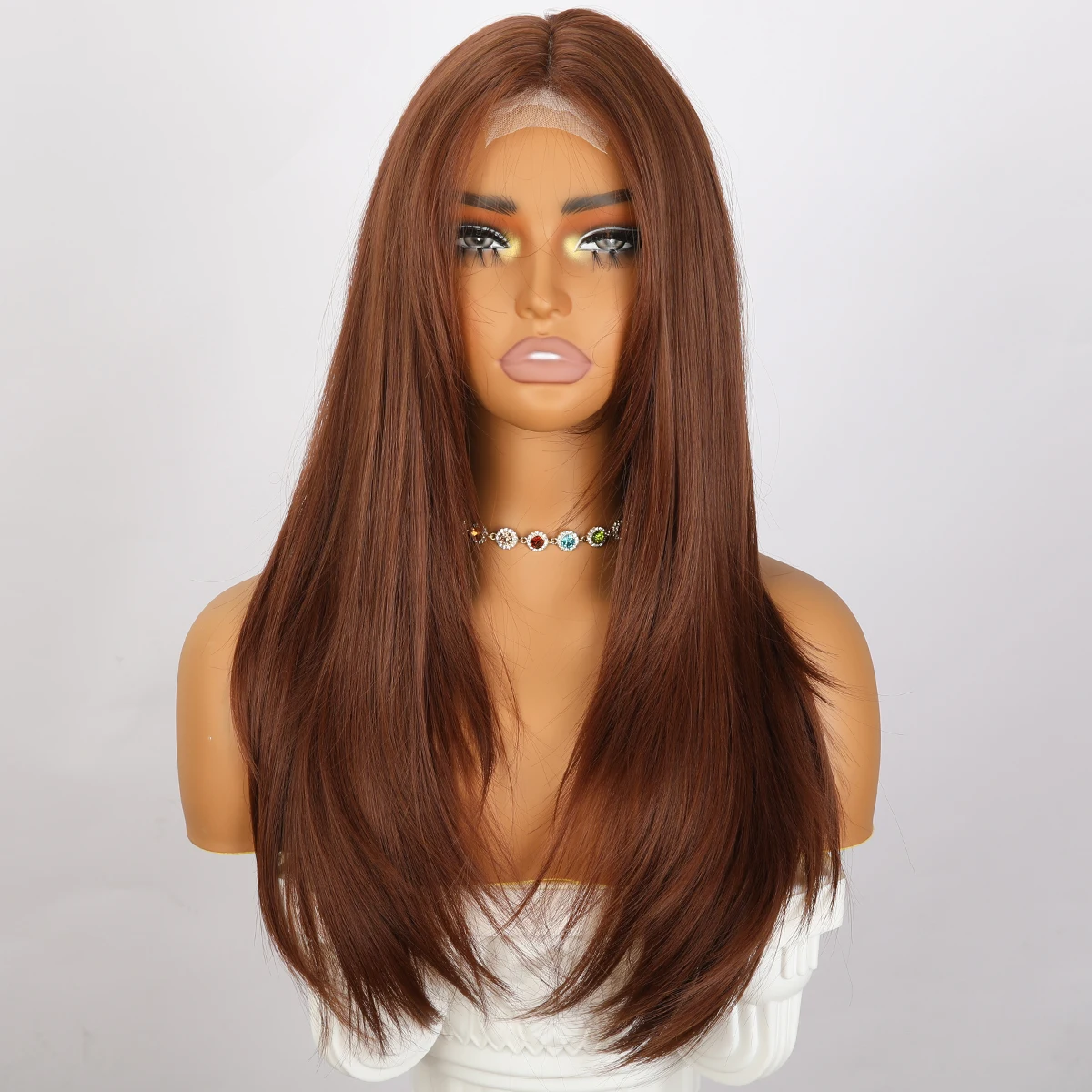 26in Daily Red Brown Wig Copper Red Synthetic Lace Front Wig Suitable For Women layered cutting party lace wig
26in Daily Red Brown Wig Copper Red Synthetic Lace Front Wig Suitable For Women layered cutting party lace wig