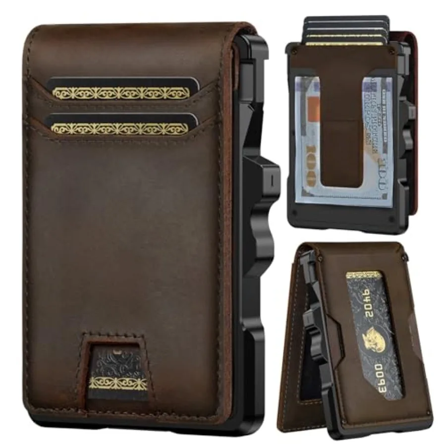 Genuine Leather Wallet for Men: Slim RFID Minimalist Wallets with Money Clip - Smart Pop Up Credit Card Holder for Front Pocket
Genuine Leather Wallet for Men: Slim RFID Minimalist Wallets with Money Clip - Smart Pop Up Credit Card Holder for Front Pocket