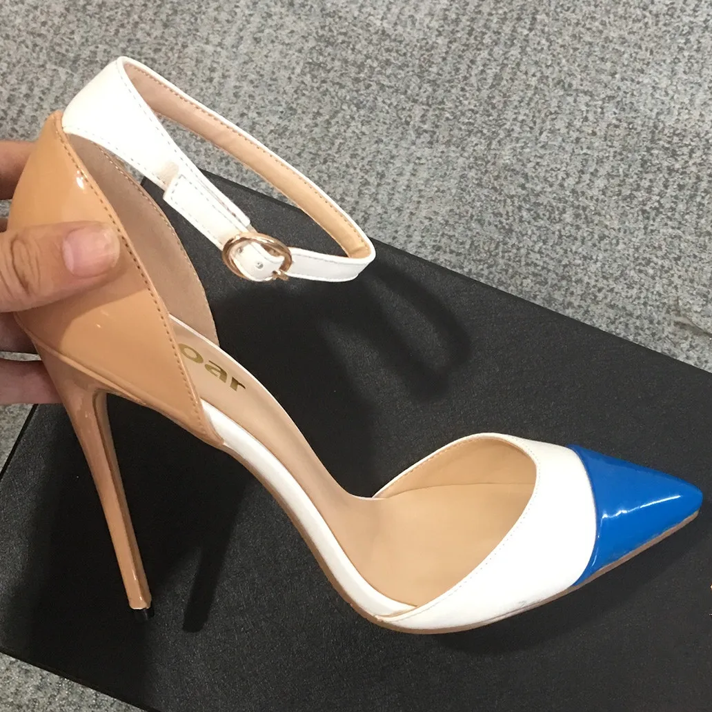 Black Beige Pink Mixed Color Concise New Women Shoes Ankle Strap Buckle Patent Leather Sandals Thin High Heels Big Size 46 D015A
Black Beige Pink Mixed Color Concise New Women Shoes Ankle Strap Buckle Patent Leather Sandals Thin High Heels Big Size 46 D015A