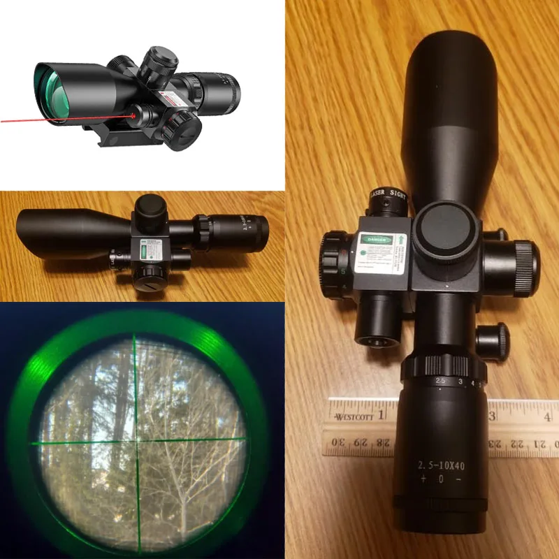 Прицел 2.5-10x40 с красной/зеленой подсветкой Mil-dot, крепление на планку Пикатинни 20 мм, с лазерным модулем, зеленые линзы, крепления в комплекте
Прицел 2.5-10x40 с красной/зеленой подсветкой Mil-dot, крепление на планку Пикатинни 20 мм, с лазерным модулем, зеленые линзы, крепления в комплекте