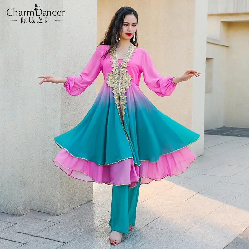 Gradient Color Bandari Costume Belly Dance Costume Bollywood Dance Dress Ombre Chiffon Flared Skirt with Wide Leg Pants 2026
Gradient Color Bandari Costume Belly Dance Costume Bollywood Dance Dress Ombre Chiffon Flared Skirt with Wide Leg Pants 2026
