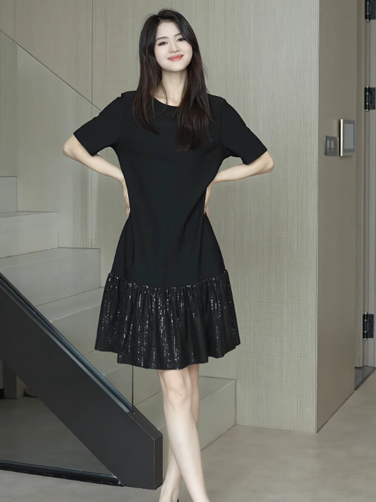 Shiny Sequin Lazy Style High Elastic Short Sleeve Dress Loose Midi Skirt for Women Summer New Arrival Comfortable Breathable ...
Shiny Sequin Lazy Style High Elastic Short Sleeve Dress Loose Midi Skirt for Women Summer New Arrival Comfortable Breathable ...