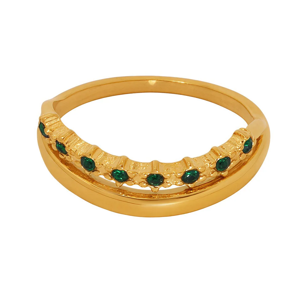 Joolim Jewelry High End PVD Waterproof Dianty Fashion Double-layer Green Zirconia Stainless Steel Finger Band Ring for Women
Joolim Jewelry High End PVD Waterproof Dianty Fashion Double-layer Green Zirconia Stainless Steel Finger Band Ring for Women
