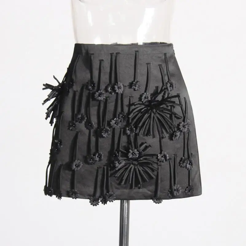 Solid Elegant Patchwork Appliques Skirt For Women High Waist Spliced Tassel Temperament A Line Skirts Female New p1311
Solid Elegant Patchwork Appliques Skirt For Women High Waist Spliced Tassel Temperament A Line Skirts Female New p1311