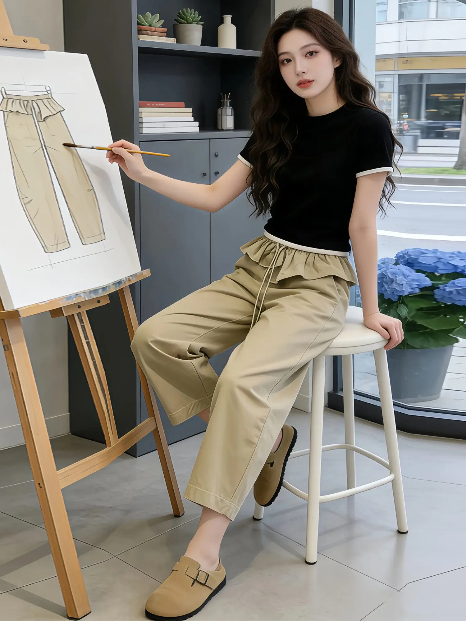 Stylish Pure Color Short Sleeve T-Shirt And Casual Pants Two-Piece Set for Women Summer 2026 High Waist Nine-Piece Pants
Stylish Pure Color Short Sleeve T-Shirt And Casual Pants Two-Piece Set for Women Summer 2026 High Waist Nine-Piece Pants