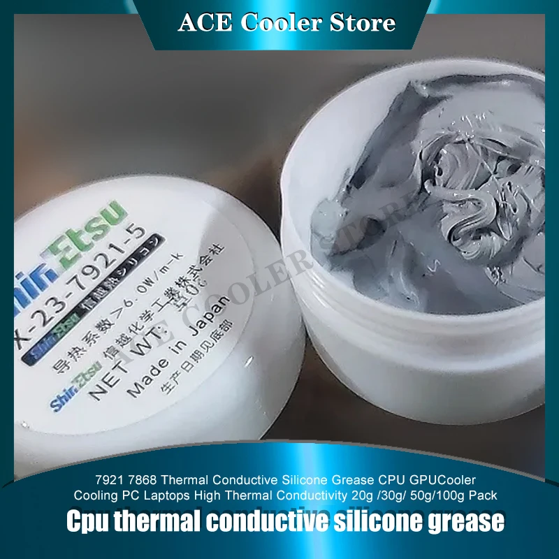Shin-Etsu 7921 7868 Grey Thermal Paste For CPU GPU Computer Notebook Cooling Conductive Silicone Grease Non-conductive 20g 50g
Shin-Etsu 7921 7868 Grey Thermal Paste For CPU GPU Computer Notebook Cooling Conductive Silicone Grease Non-conductive 20g 50g