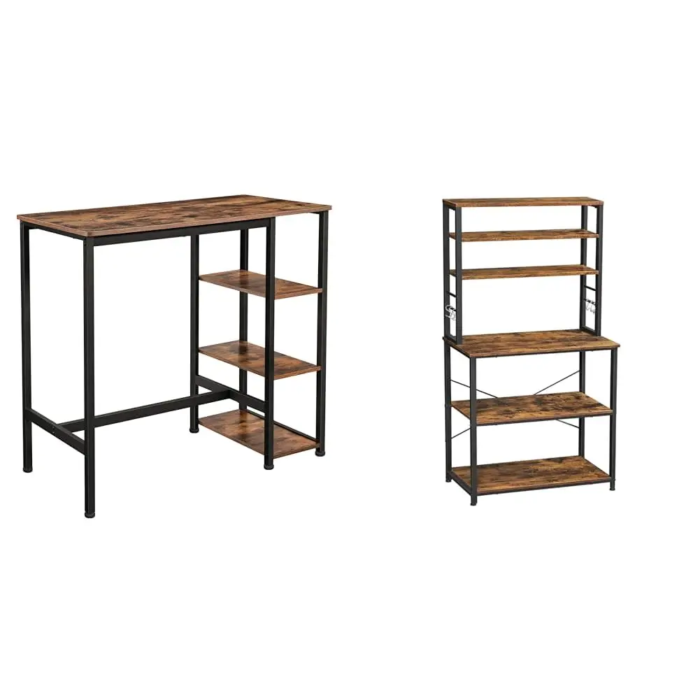 Industrial Bar Table And 6-Tier Bakers Rack Rustic Brown Kitchen Storage Bundle
Industrial Bar Table And 6-Tier Bakers Rack Rustic Brown Kitchen Storage Bundle