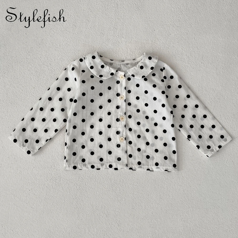 Spring and Autumn Clothing Baby Children Pure Cotton T-shirt Female Baby Fashion Dot Print Doll Neck Underlay Top Versatile
Spring and Autumn Clothing Baby Children Pure Cotton T-shirt Female Baby Fashion Dot Print Doll Neck Underlay Top Versatile