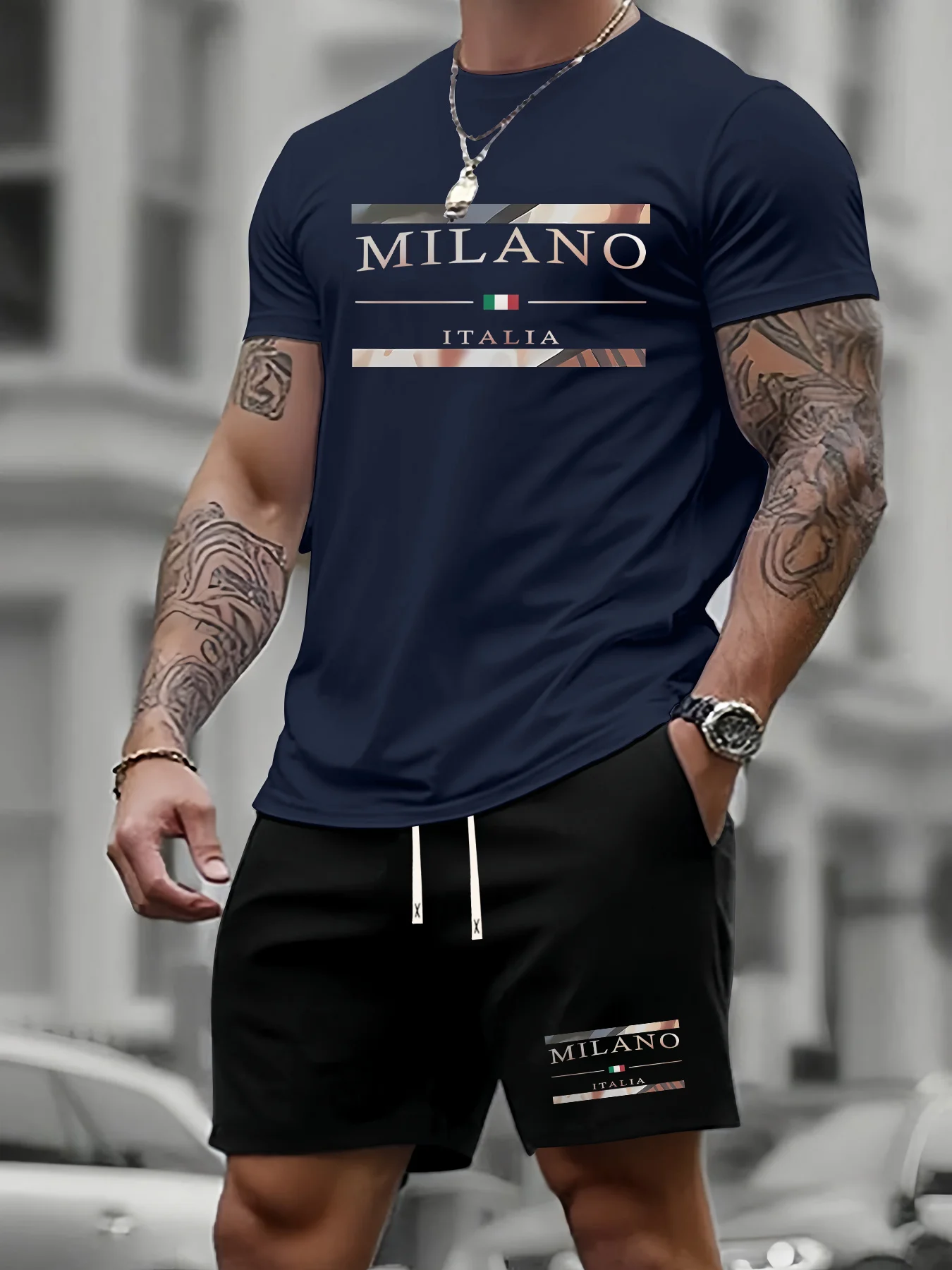 Men's Summer T-Shirt Set with Milan Print, Men's Fashion Casual Short Sleeve Trendy Sportswear Outfit New Men's Oversized 2026
Men's Summer T-Shirt Set with Milan Print, Men's Fashion Casual Short Sleeve Trendy Sportswear Outfit New Men's Oversized 2026