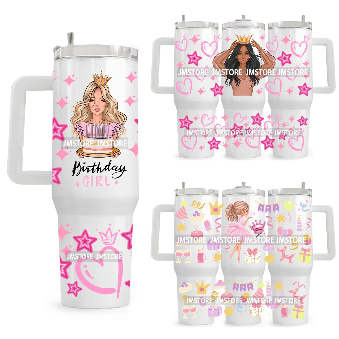 40OZ Tumbler Wrap Birthday Girl Cake Party UV DTF Cup Wraps Transfer Stickers Custom Labels Waterproof Logo Cute Queen Princess
40OZ Tumbler Wrap Birthday Girl Cake Party UV DTF Cup Wraps Transfer Stickers Custom Labels Waterproof Logo Cute Queen Princess
