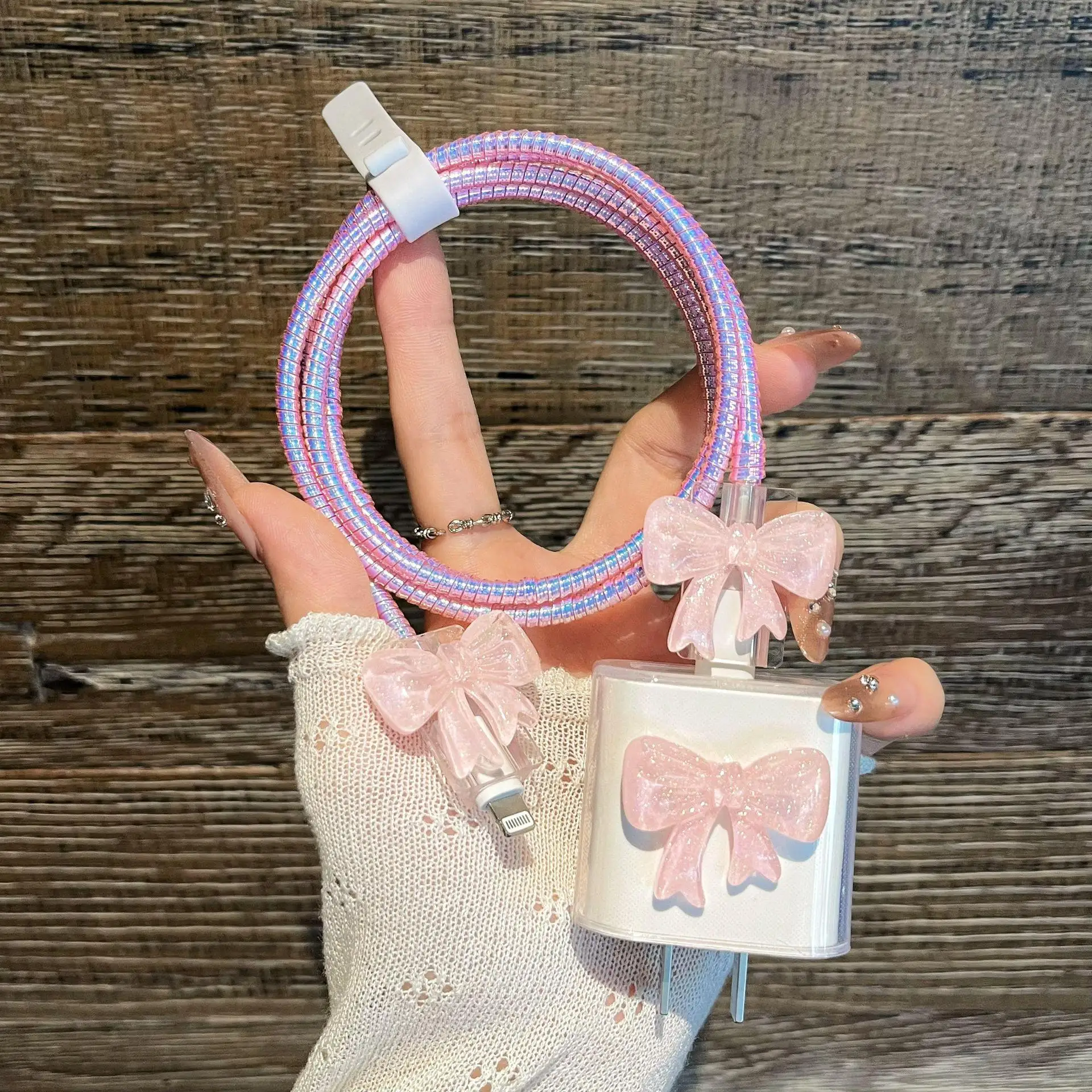 Cute 3D Pink Bow Cable Charger Protector Cover for IPhone IPad 18W/20W Original Charger Data Line Spiral Winder Protective Case
Cute 3D Pink Bow Cable Charger Protector Cover for IPhone IPad 18W/20W Original Charger Data Line Spiral Winder Protective Case