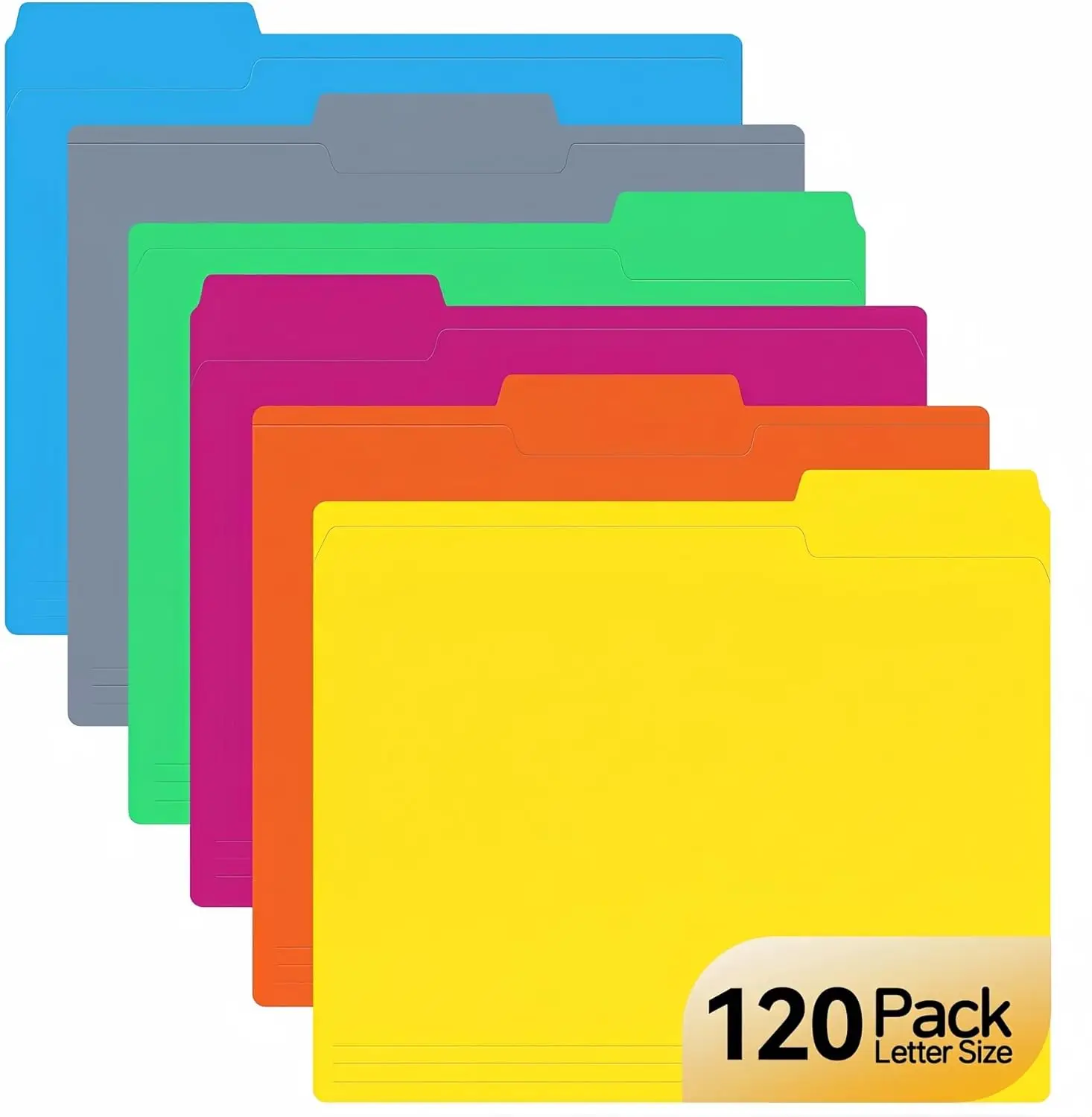 Colored File Folders 120 Pack Letter Size 8.5x11 with 1/3-Cut Tabs for Home Office School Organization
Colored File Folders 120 Pack Letter Size 8.5x11 with 1/3-Cut Tabs for Home Office School Organization