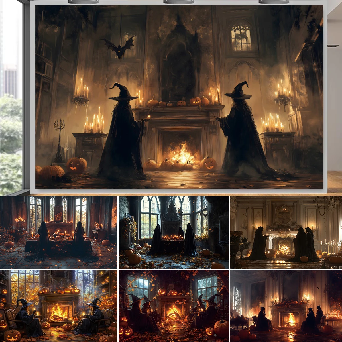 Halloween Witch Backdrop for Photography Horror Old Church Fireplace Pumpkin Divination Family Portrait Background Photo Studio
Halloween Witch Backdrop for Photography Horror Old Church Fireplace Pumpkin Divination Family Portrait Background Photo Studio