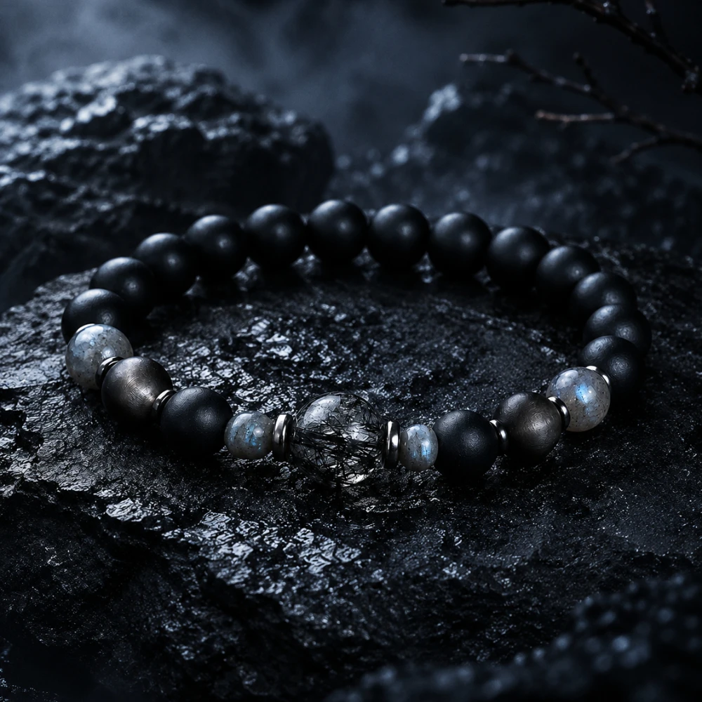 Natural Stone Bracelet for Men and Women, Matte Black Agate Labradorite Beaded Jewelry Gift
Natural Stone Bracelet for Men and Women, Matte Black Agate Labradorite Beaded Jewelry Gift