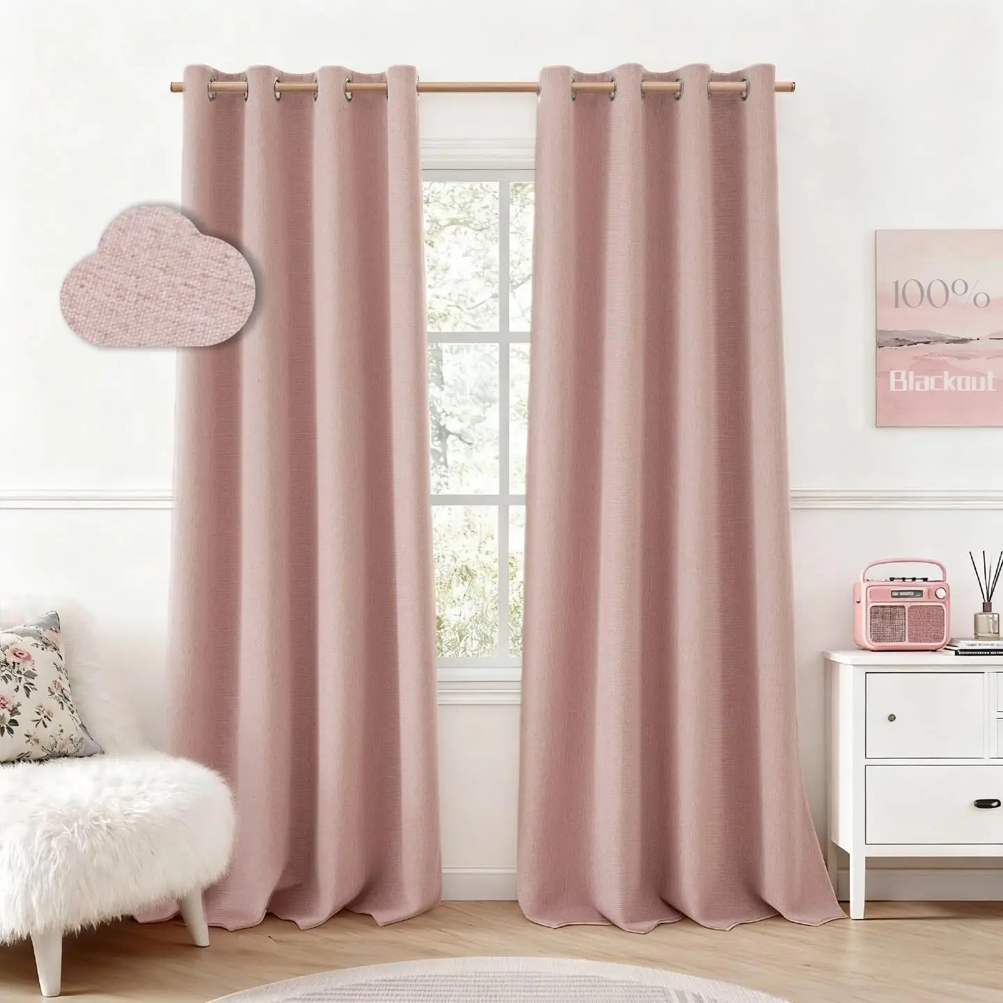 Blush Pink Blackout Curtains 96 Inches Long, Thick Faux Linen Window Drapes with Grommets for Bedroom Living Room
Blush Pink Blackout Curtains 96 Inches Long, Thick Faux Linen Window Drapes with Grommets for Bedroom Living Room