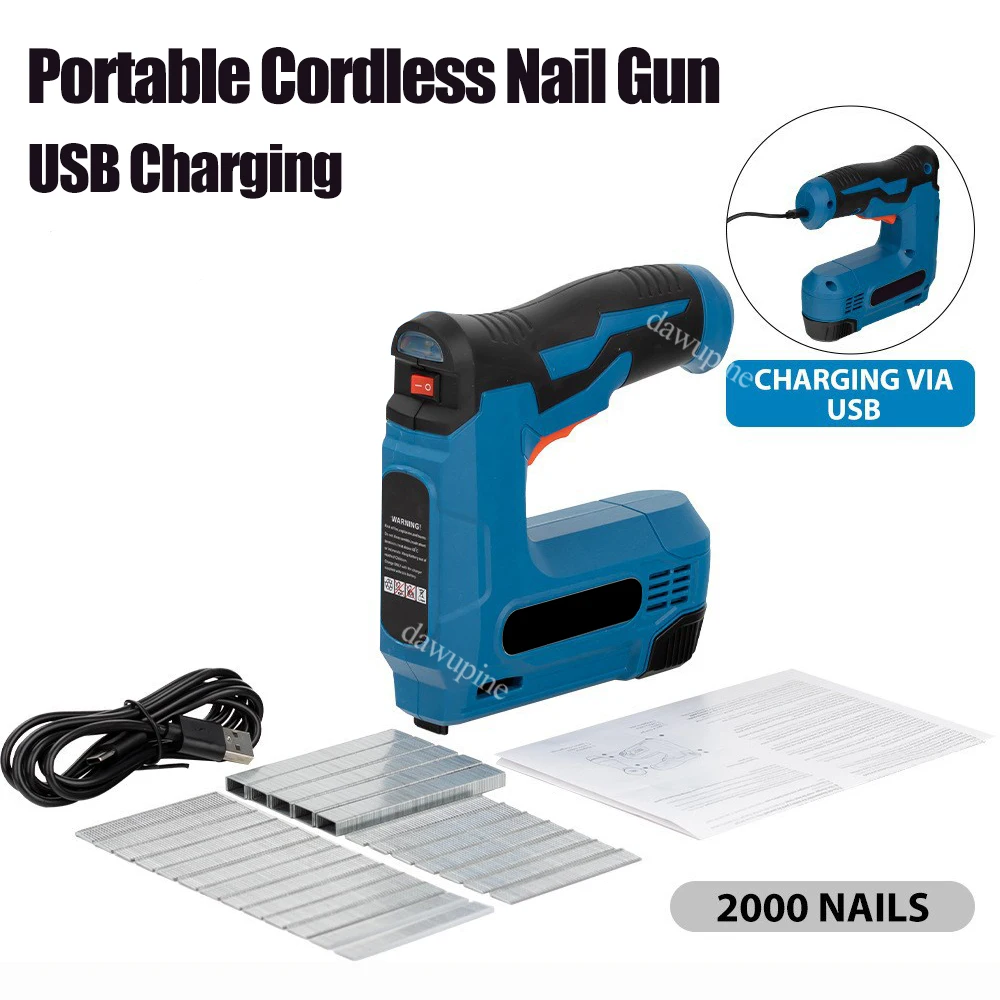 Power Tool Accessories Cordless Electric Tacker Nailer DIY Staple Gun Stapler USB Charging Air Nail Gun with 2000pcs Staples
Power Tool Accessories Cordless Electric Tacker Nailer DIY Staple Gun Stapler USB Charging Air Nail Gun with 2000pcs Staples