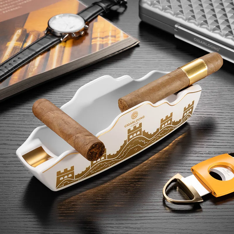 Large Diameter Ceramic Cigar Ashtray with 2-Slot Sailing Design Creative Great Wall Pattern Portable Decorative Base Anti-Slip
Large Diameter Ceramic Cigar Ashtray with 2-Slot Sailing Design Creative Great Wall Pattern Portable Decorative Base Anti-Slip