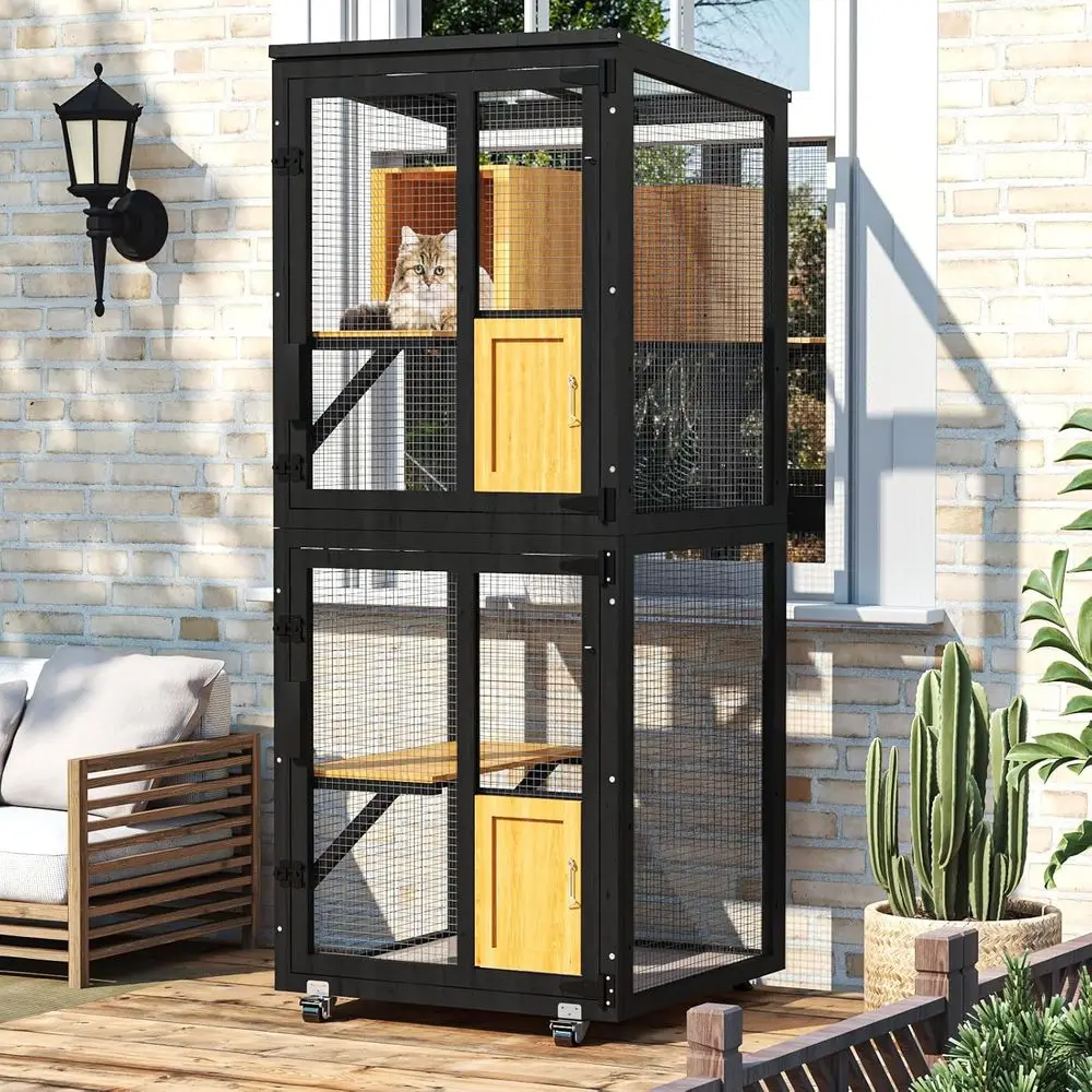 Catio Outdoor Cat Enclosure, Indoor Cats House with 4 Wheels, Cat Enclosure Window Access with Removable Floor, Upgraded Resting
Catio Outdoor Cat Enclosure, Indoor Cats House with 4 Wheels, Cat Enclosure Window Access with Removable Floor, Upgraded Resting