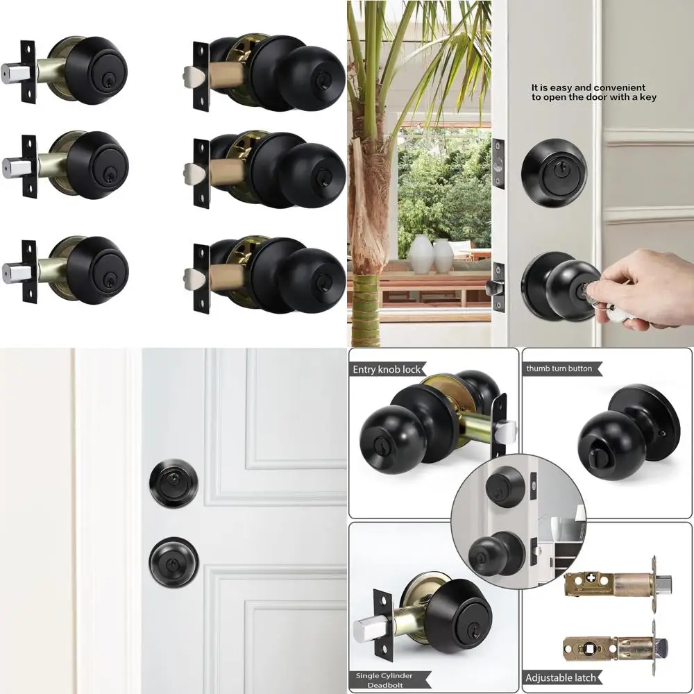 Матовый черный одноцилиндровый засов и комплект дверных ручек, внешние замки с одинаковыми ключами для входа спереди
Матовый черный одноцилиндровый засов и комплект дверных ручек, внешние замки с одинаковыми ключами для входа спереди