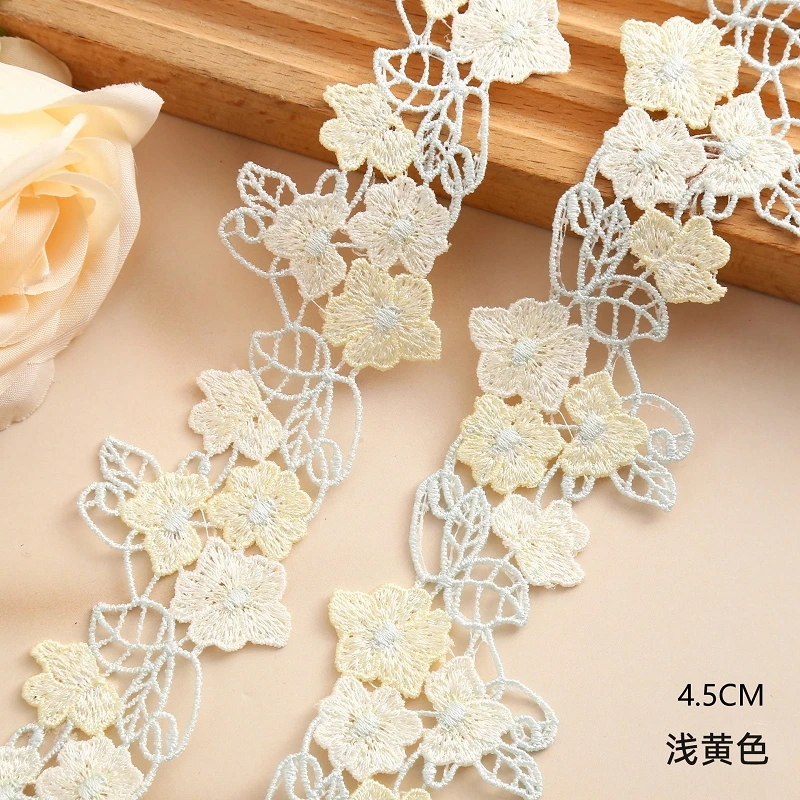 30Yds Width 45mm Pink Purple Yellow Embroidery Necklace Lace Trimming Polyester Flowers Lace Ribbon for Curtain Dress
30Yds Width 45mm Pink Purple Yellow Embroidery Necklace Lace Trimming Polyester Flowers Lace Ribbon for Curtain Dress