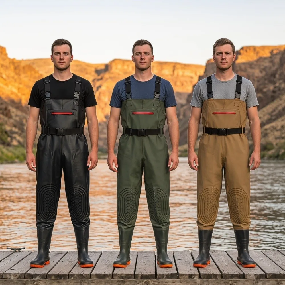 Durable PVC Fishing Waders Suit Adjustable Thicken Chest Waders Double Knee Pads with Boot Waterproof Trousers Beach Activities
Durable PVC Fishing Waders Suit Adjustable Thicken Chest Waders Double Knee Pads with Boot Waterproof Trousers Beach Activities