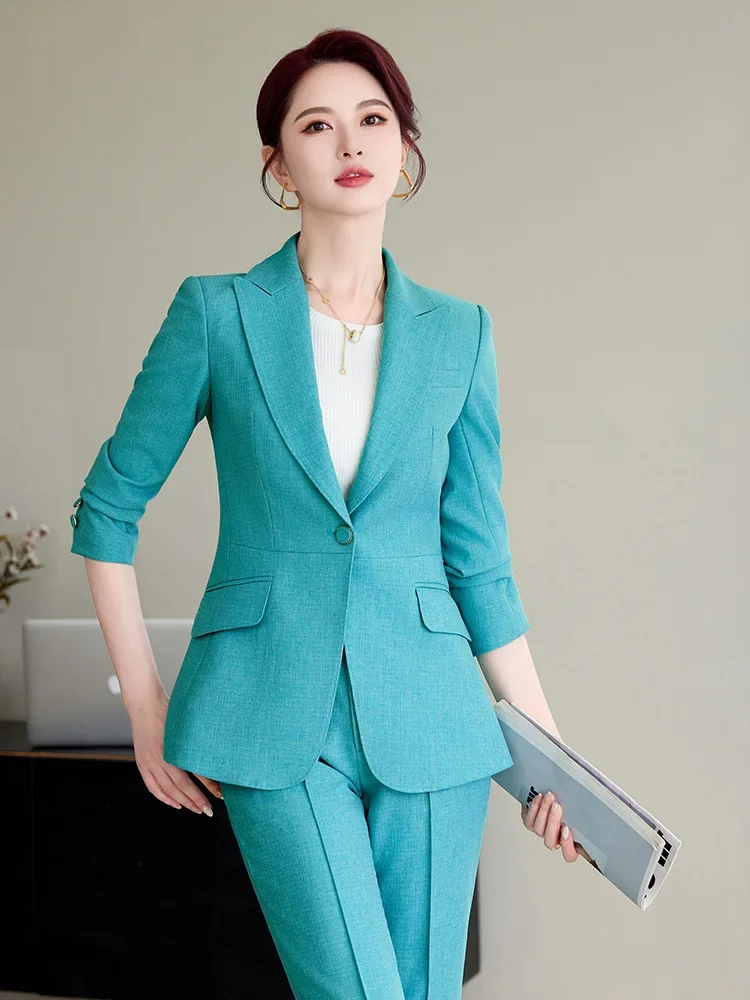 Pop Office Pant Suits For Women Full Sleeve Streetwear Casual Two Piece Set 2024 New Spring Summer Single Button Solid Pant Suit
Pop Office Pant Suits For Women Full Sleeve Streetwear Casual Two Piece Set 2024 New Spring Summer Single Button Solid Pant Suit