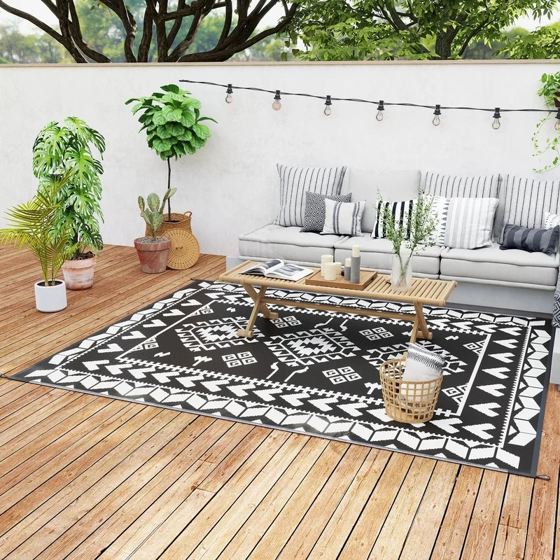 Outsunny 8' x 10' Waterproof Outdoor Patio Rug, Reversible Black White Rhombus Patchwork, Includes Carry Bag
Outsunny 8' x 10' Waterproof Outdoor Patio Rug, Reversible Black White Rhombus Patchwork, Includes Carry Bag