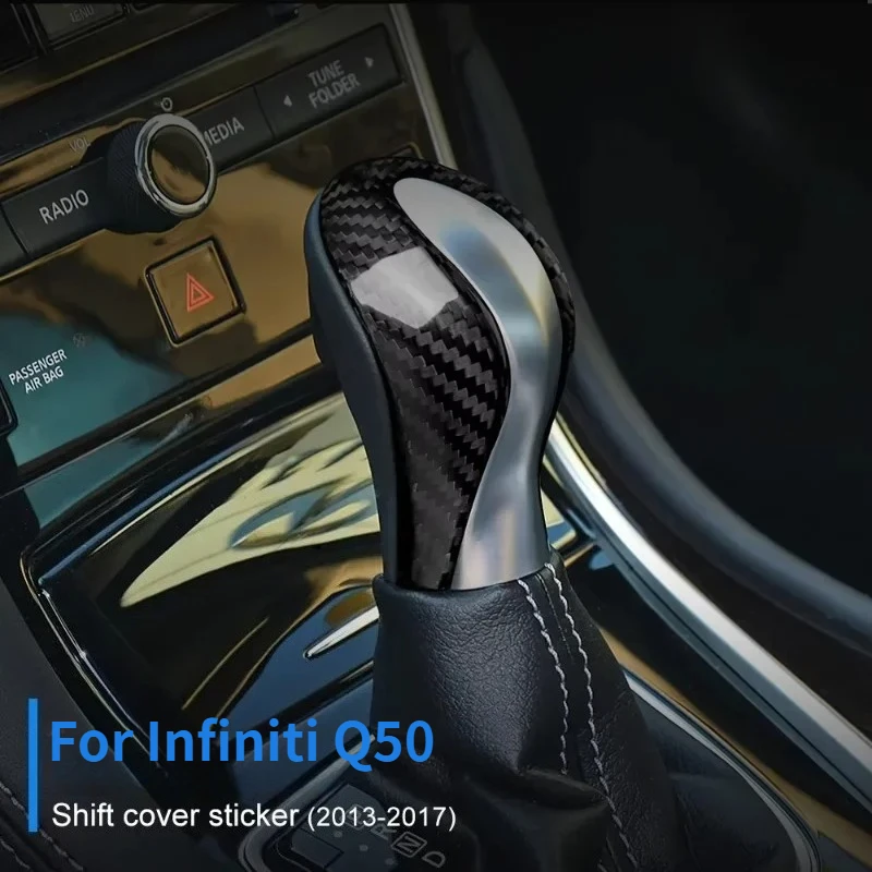 For INFINITI Q50 Real Dry Carbon Fiber Gear Knob Shifter Cover Sticker 2013-2017 Interior Accessories Modification
For INFINITI Q50 Real Dry Carbon Fiber Gear Knob Shifter Cover Sticker 2013-2017 Interior Accessories Modification