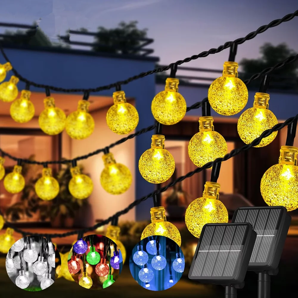 Solar String Lights Outdoor Waterproof LED 8 Modes Crystal Globe Christmas Wedding Lights for Garden Lawn Porch Decor Camping
Solar String Lights Outdoor Waterproof LED 8 Modes Crystal Globe Christmas Wedding Lights for Garden Lawn Porch Decor Camping