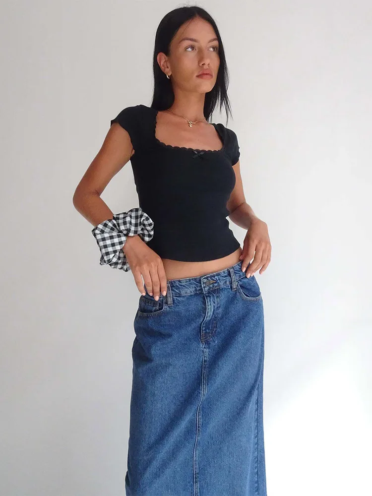y2k Vintage Baby Tee Cottage Lace Trim Knitted T-Shirt Summer Square Neck Short Sleeve Tee Shirt Women White Milkmaid Crop Top
y2k Vintage Baby Tee Cottage Lace Trim Knitted T-Shirt Summer Square Neck Short Sleeve Tee Shirt Women White Milkmaid Crop Top