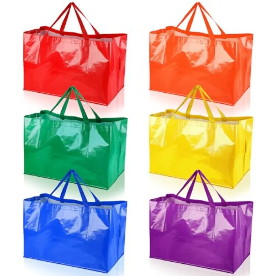 Shappy 6 Pieces Extra Large Reusable Shopping Grocery Bags with Handles Colorful Woven Plastic Waterproof Tote Bags
Shappy 6 Pieces Extra Large Reusable Shopping Grocery Bags with Handles Colorful Woven Plastic Waterproof Tote Bags
