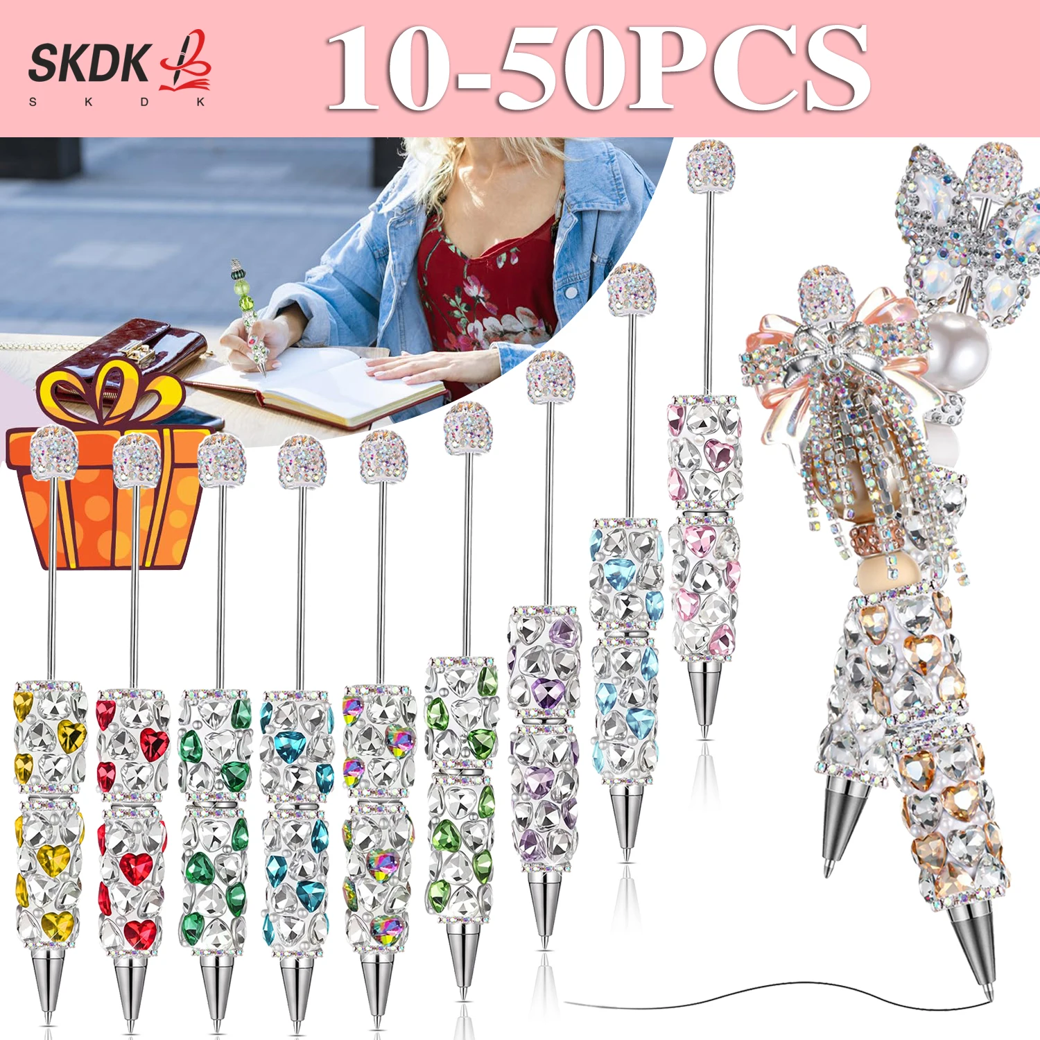 10-50Pcs Sparkly DIY Crystal Bead Ballpoint Pen with Heart Rhinestones – Writing Gift for Girls, Teens, Students, Craft Lovers
10-50Pcs Sparkly DIY Crystal Bead Ballpoint Pen with Heart Rhinestones – Writing Gift for Girls, Teens, Students, Craft Lovers