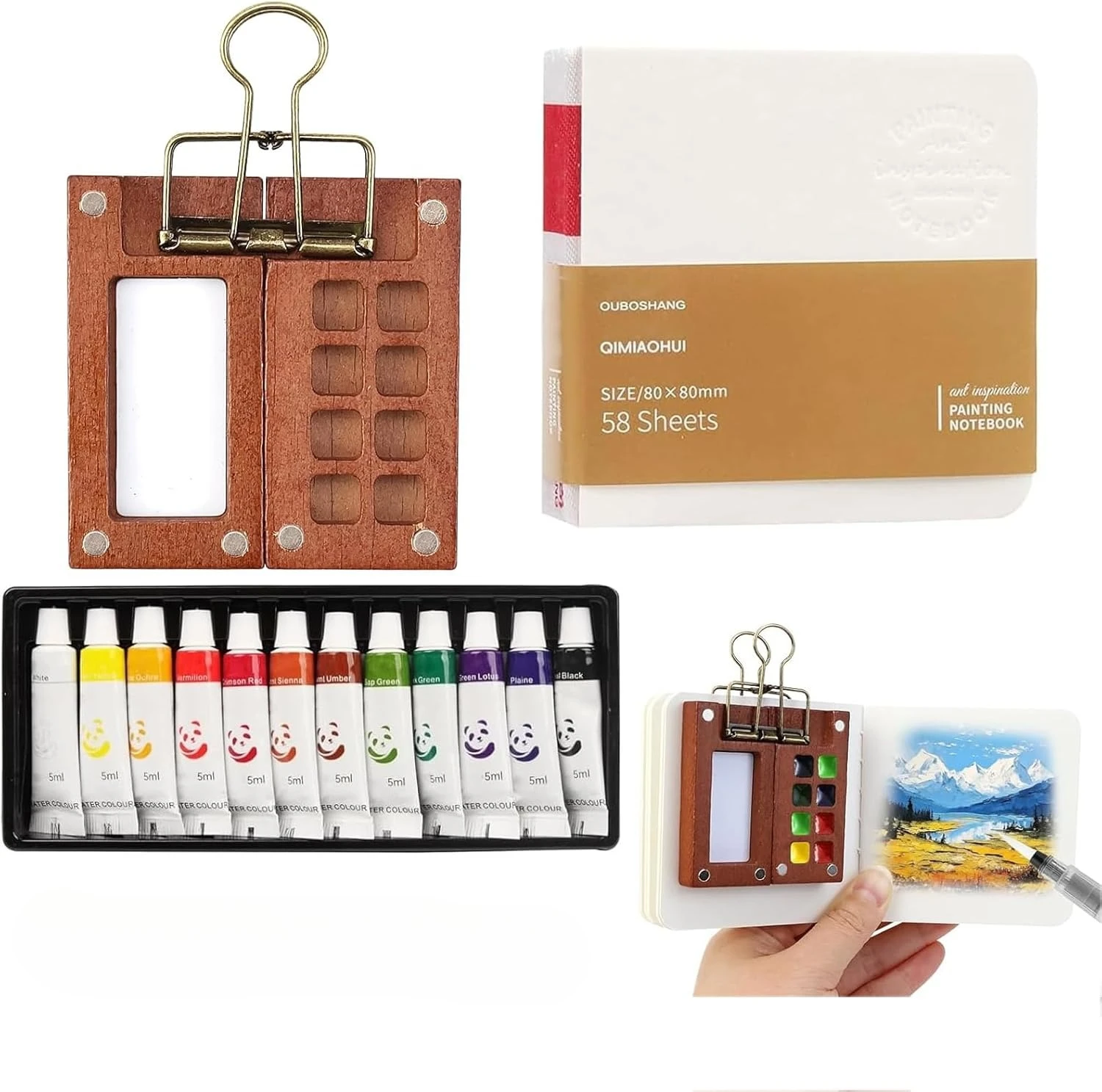 Mini Walnut Wood Watercolor Palette Portable Paint Box with Clip Travel Painting Paint Tray Art Supplies Sketchbook Palette
Mini Walnut Wood Watercolor Palette Portable Paint Box with Clip Travel Painting Paint Tray Art Supplies Sketchbook Palette