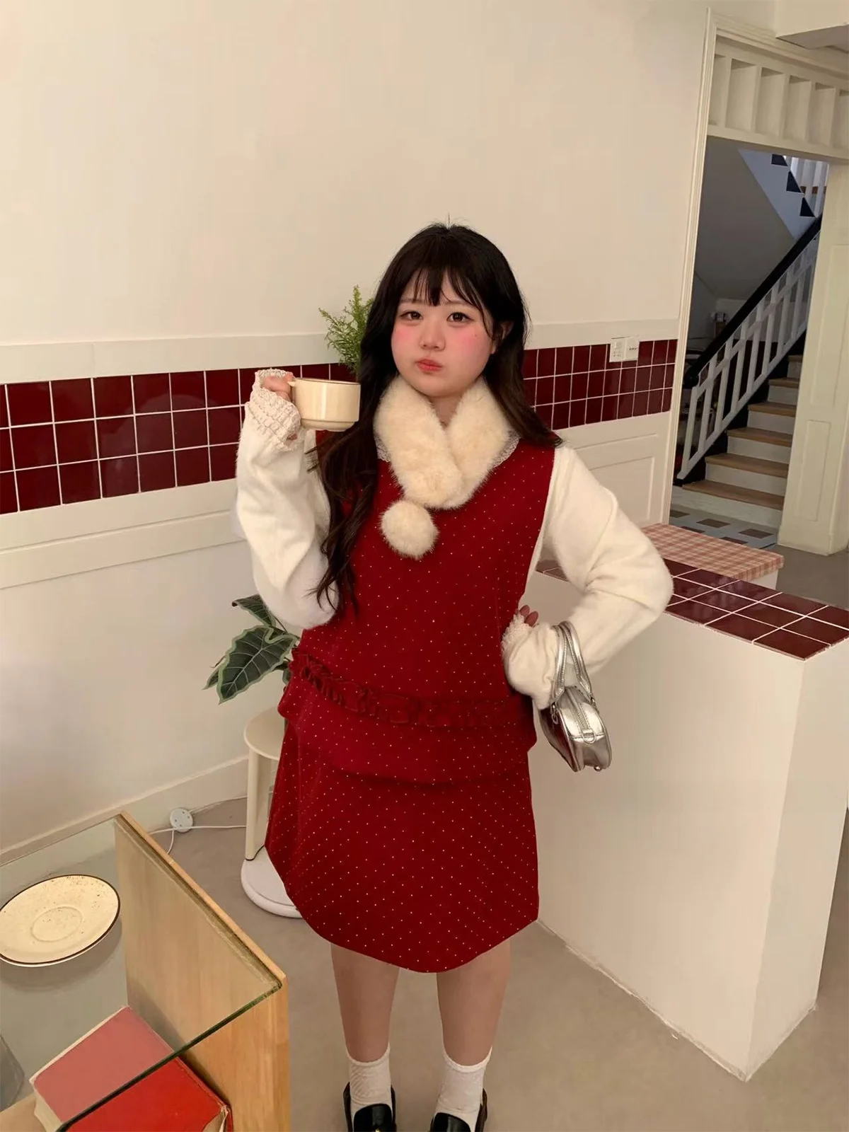 Sunny Princ Polka Dot Vest A-Line Skirt Scarf Tee-Piece Set Women's Faion Winter Spring Outfit Floral Lace Detail
Sunny Princ Polka Dot Vest A-Line Skirt Scarf Tee-Piece Set Women's Faion Winter Spring Outfit Floral Lace Detail