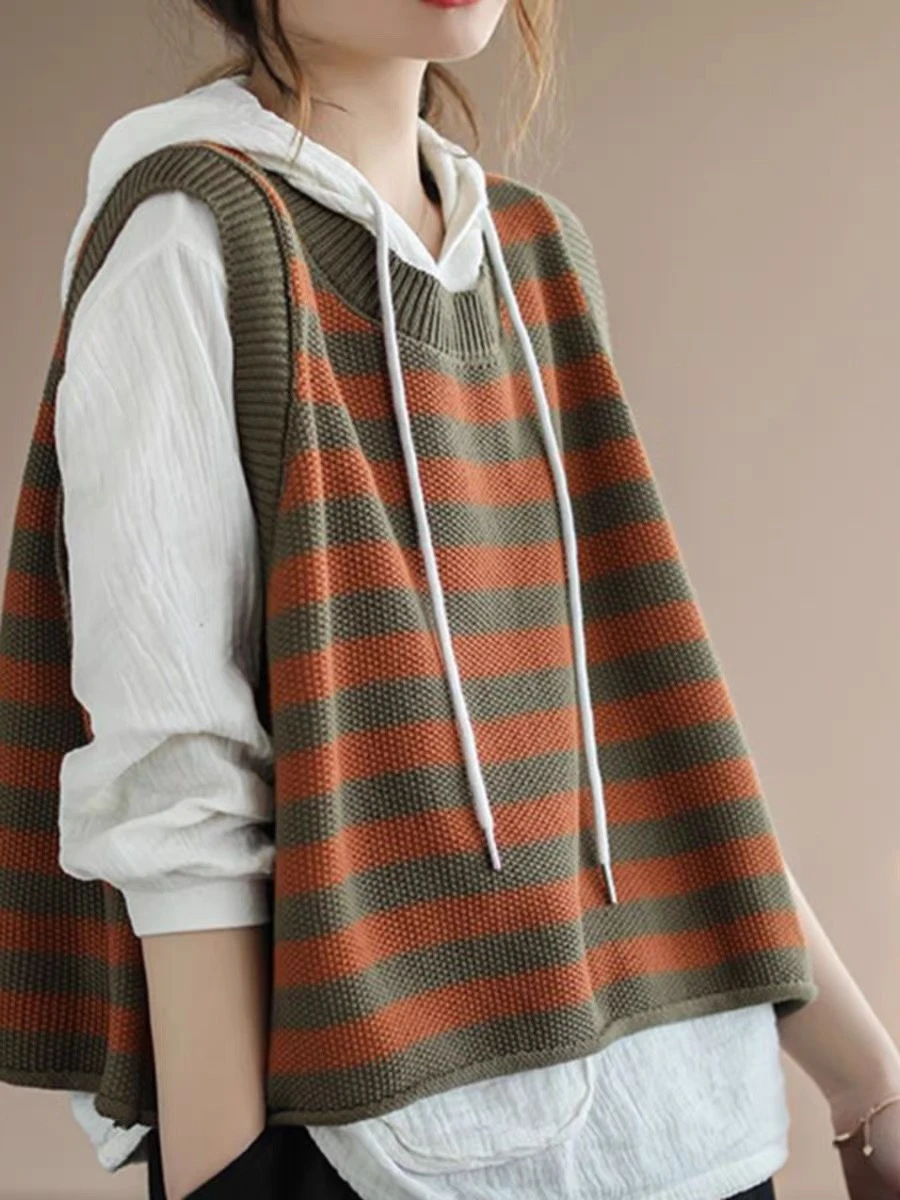 Retro Cotton Knitwear Striped Svel Vest Women's Autumn Winter New Large Size Vest oulder Sweater Commute Sle round ...
Retro Cotton Knitwear Striped Svel Vest Women's Autumn Winter New Large Size Vest oulder Sweater Commute Sle round ...