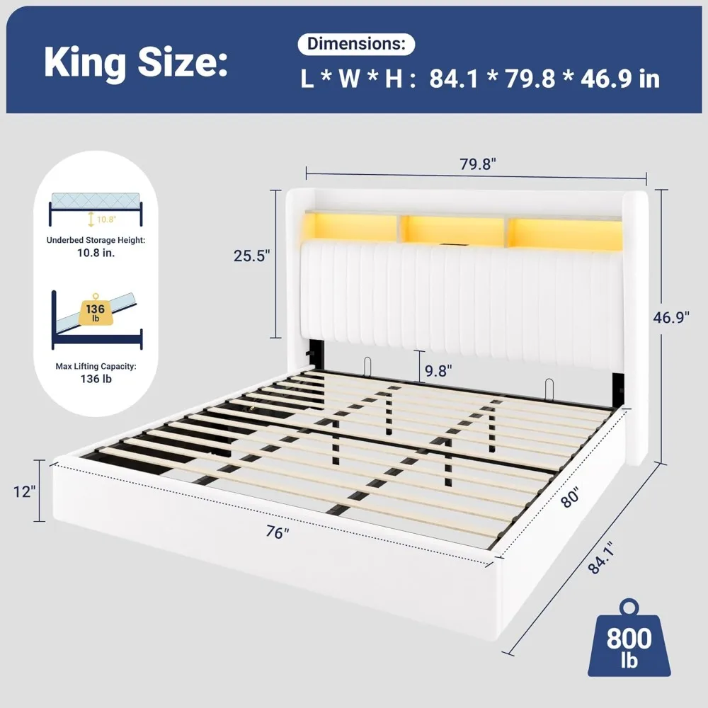 Кровать King Size с гидравлическим подъемным механизмом и местом для хранения, с LED-подсветкой изголовья, зарядной станцией, USB Type-C портами, бархатная, с боковыми откидными панелями, доставка по США
Кровать King Size с гидравлическим подъемным механизмом и местом для хранения, с LED-подсветкой изголовья, зарядной станцией, USB Type-C портами, бархатная, с боковыми откидными панелями, доставка по США
